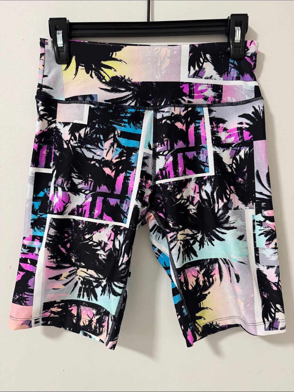 Calvin Klein Performance High Waist Biker Shorts S 9” Inseam Palm Print